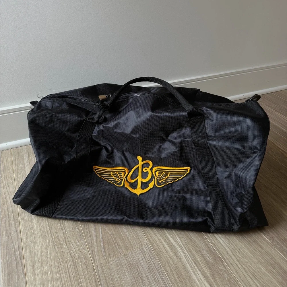 Breitling Swiss Large Logo Nylon Boston Travel Bag Made in Italy Black
